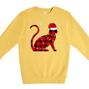 Cat Lover Plaid Holiday Festive Premium Crewneck Sweatshirt