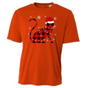 Cat Lover Plaid Holiday Festive Cooling Performance Crew T-Shirt