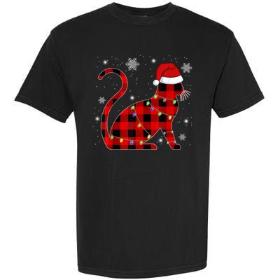 Cat Lover Plaid Holiday Festive Garment-Dyed Heavyweight T-Shirt