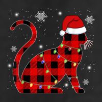 Cat Lover Plaid Holiday Festive 7 Panel Mesh Trucker Snapback Hat