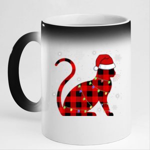 Cat Lover Plaid Holiday Festive 11oz Black Color Changing Mug