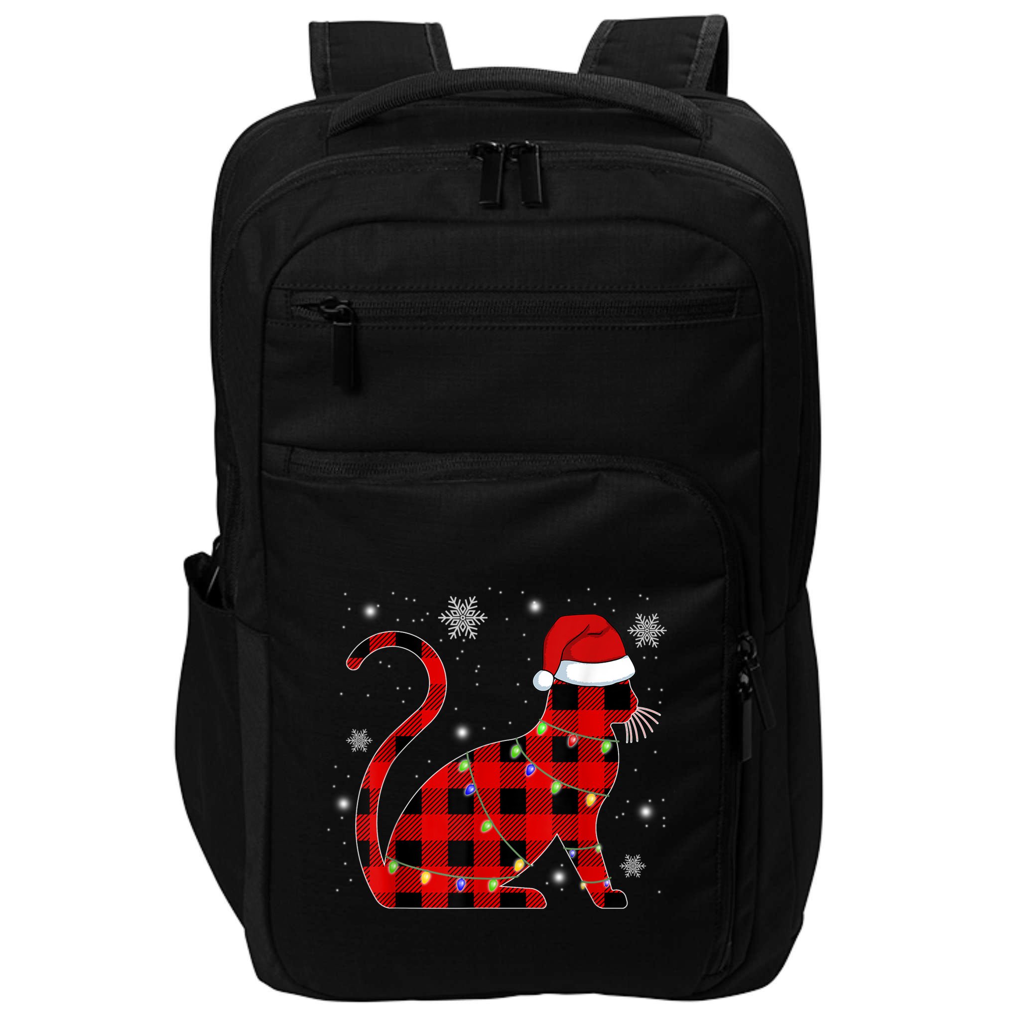 Cat Lover Plaid Holiday Festive Impact Tech Backpack