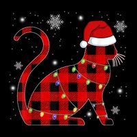 Cat Lover Plaid Holiday Festive Bucket Hat