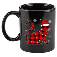 Cat Lover Plaid Holiday Festive 11oz C Handle Ceramic Mug