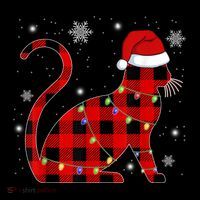 Cat Lover Plaid Holiday Festive Flatbill Hat