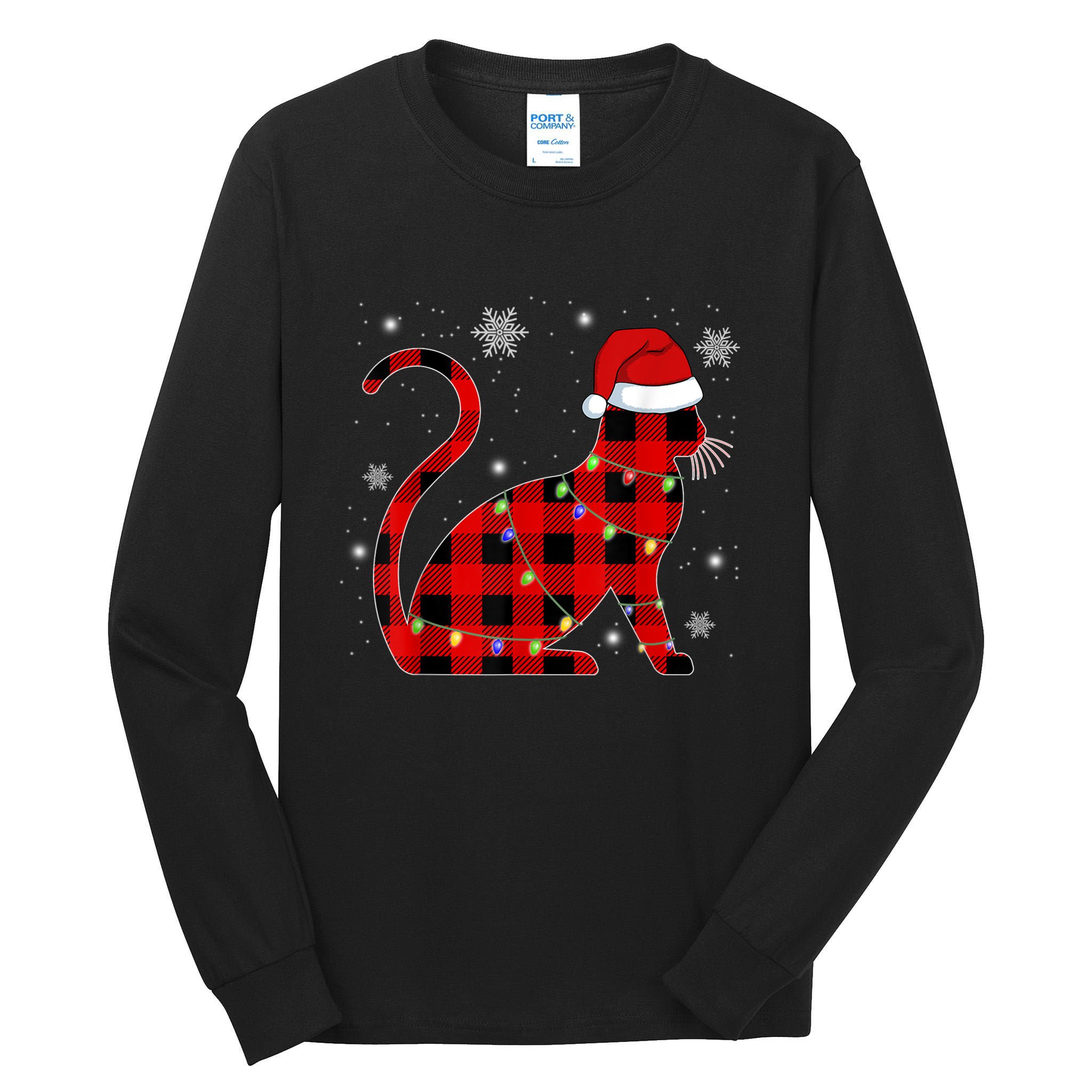 Cat Lover Plaid Holiday Festive Tall Long Sleeve T-Shirt