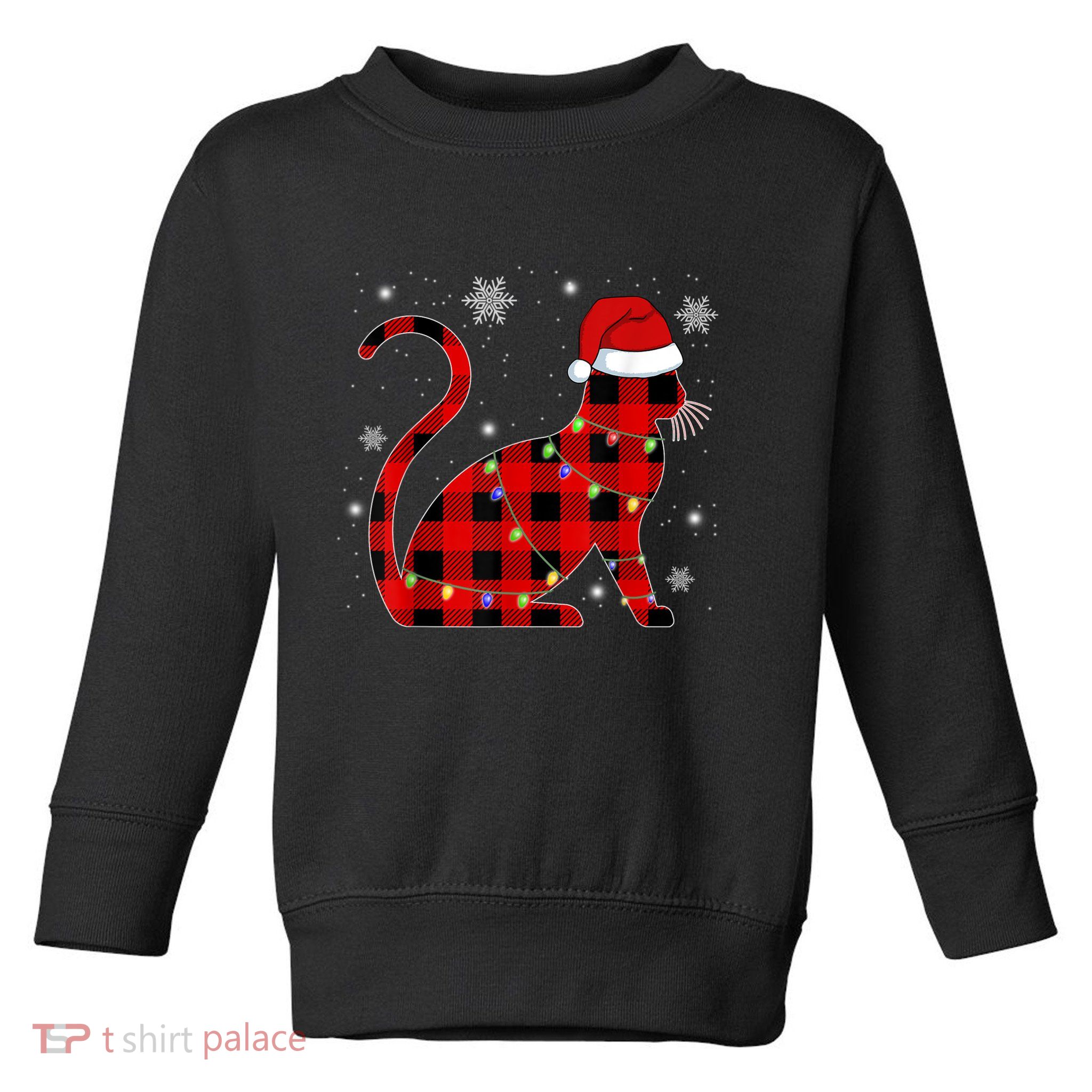 Cat Lover Plaid Holiday Festive Toddler Sweatshirt