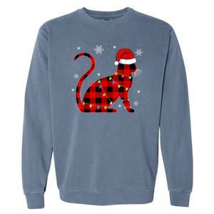 Cat Lover Plaid Holiday Festive Garment-Dyed Sweatshirt