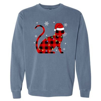 Cat Lover Plaid Holiday Festive Garment-Dyed Sweatshirt