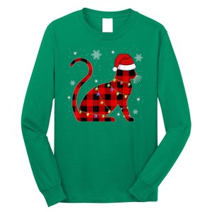 Cat Lover Plaid Holiday Festive Long Sleeve Shirt