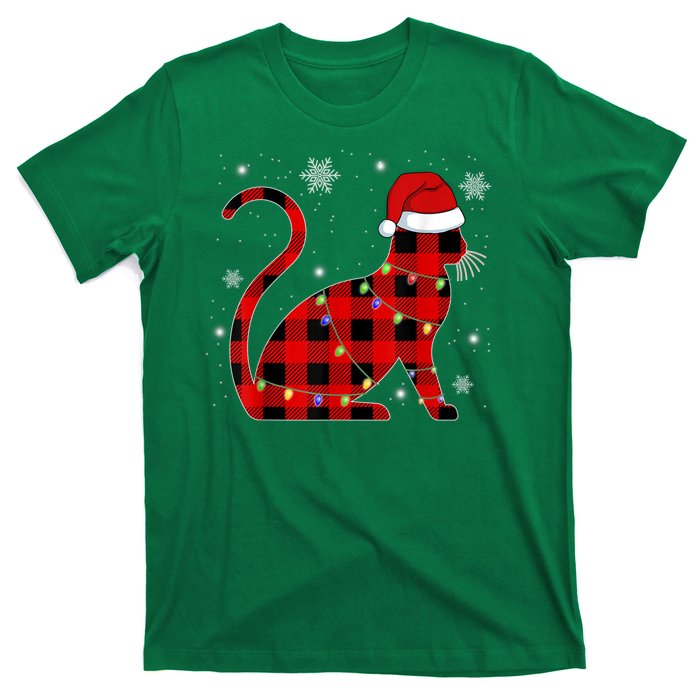 Cat Lover Plaid Holiday Festive T-Shirt