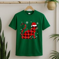 Cat Lover Plaid Holiday Festive T-Shirt