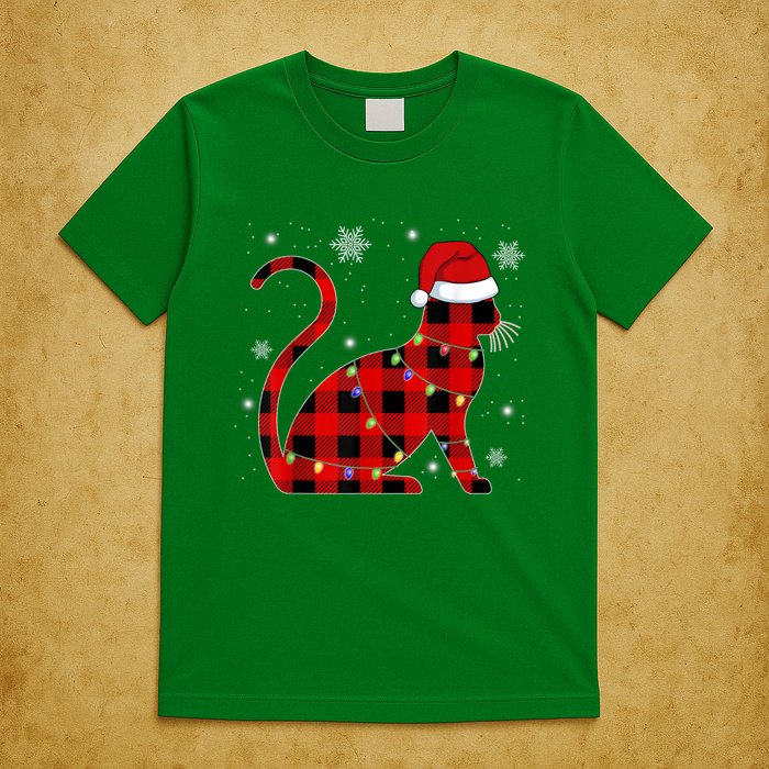 Cat Lover Plaid Holiday Festive T-Shirt