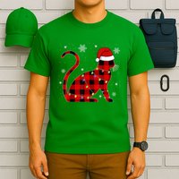 Cat Lover Plaid Holiday Festive T-Shirt