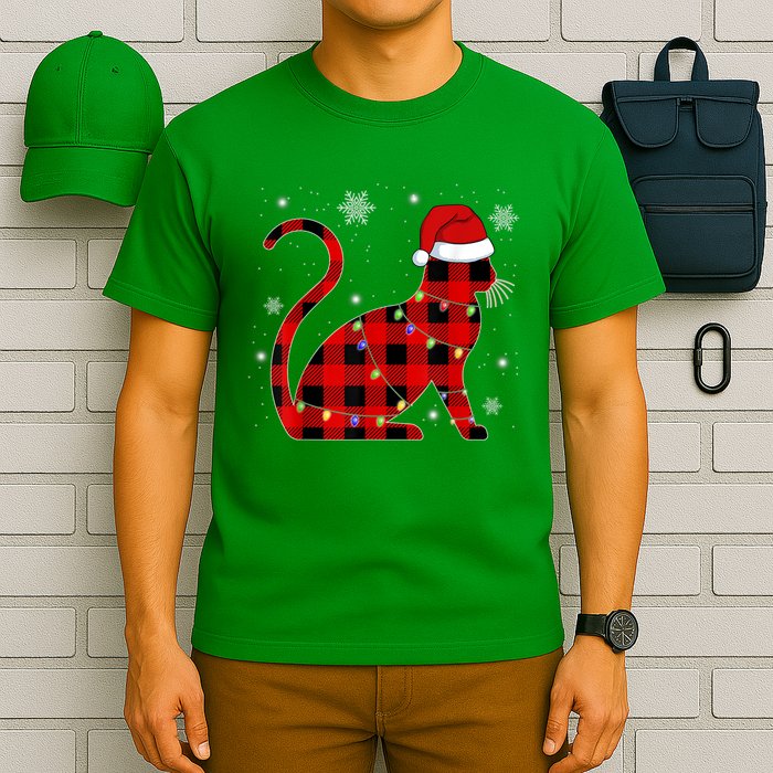 Cat Lover Plaid Holiday Festive T-Shirt