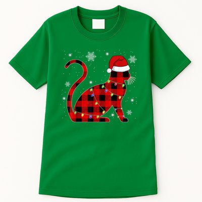 Cat Lover Plaid Holiday Festive Tall T-Shirt