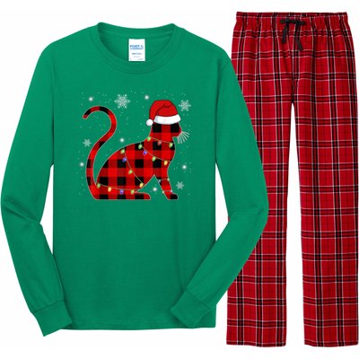 Cat Lover Plaid Holiday Festive Long Sleeve Pajama Set