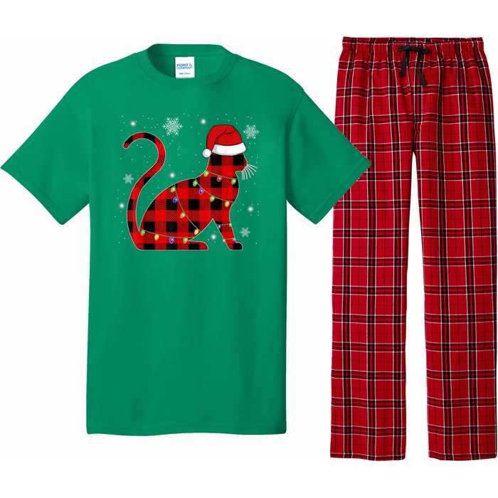 Cat Lover Plaid Holiday Festive Pajama Set