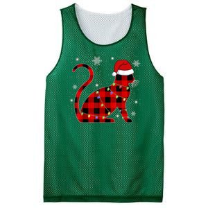 Cat Lover Plaid Holiday Festive Mesh Reversible Basketball Jersey Tank