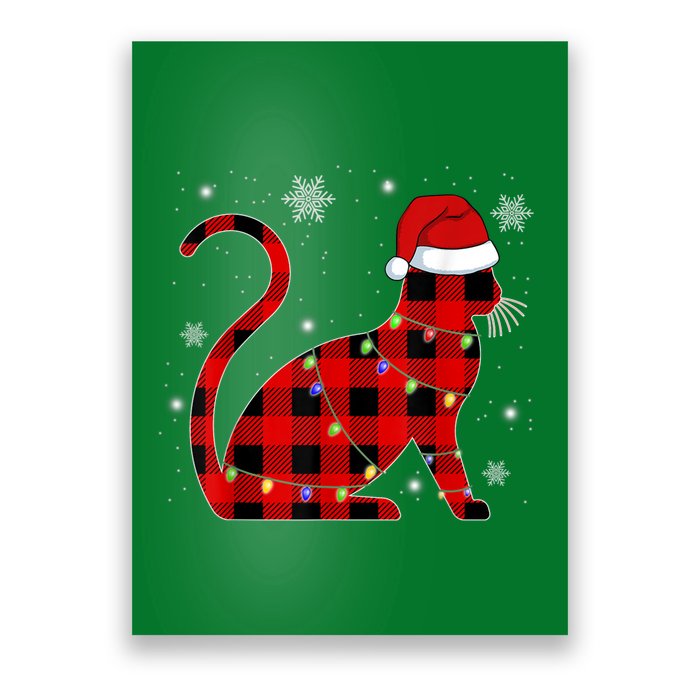 Cat Lover Plaid Holiday Festive Poster