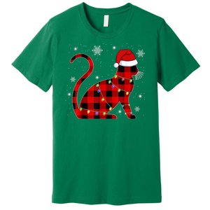 Cat Lover Plaid Holiday Festive Premium T-Shirt