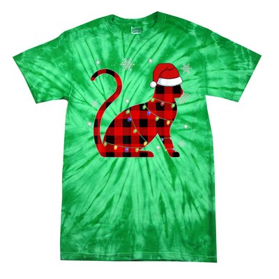 Cat Lover Plaid Holiday Festive Tie-Dye T-Shirt