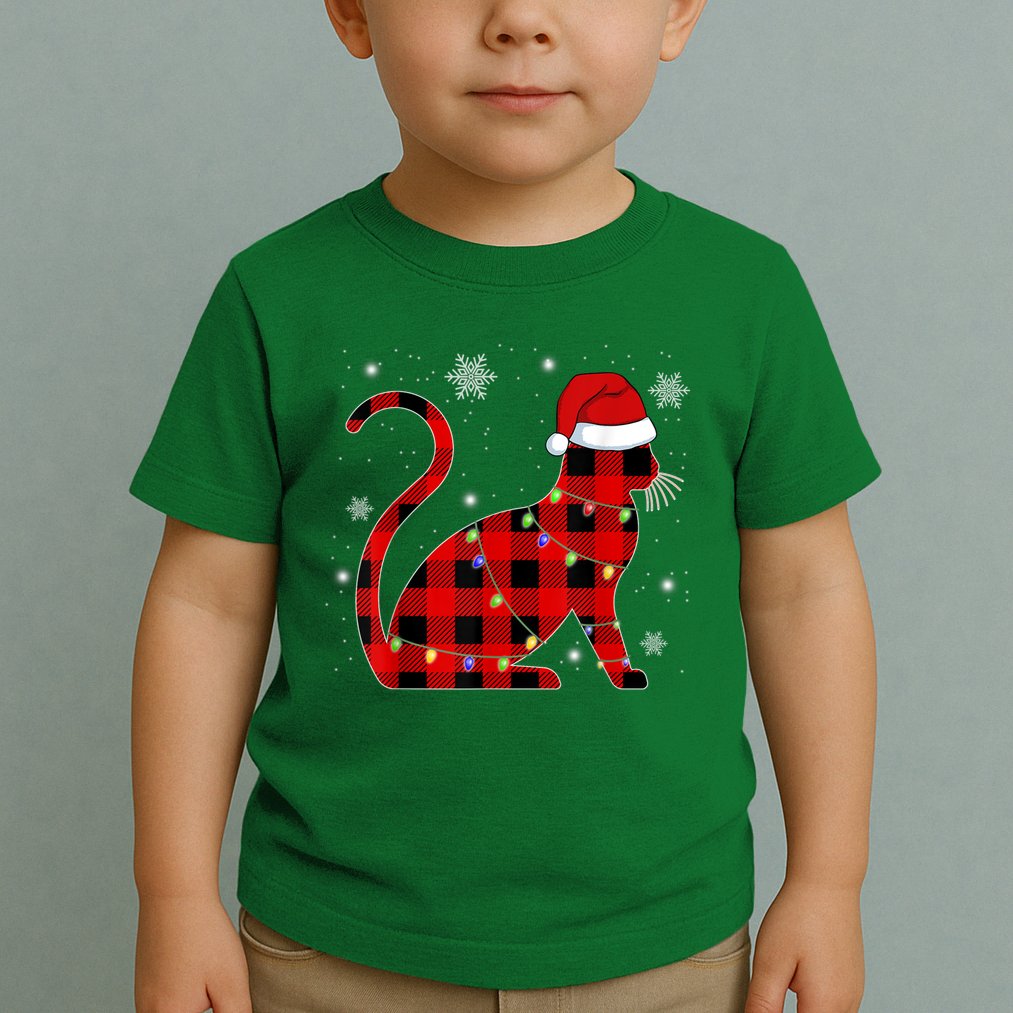 Cat Lover Plaid Holiday Festive Toddler T-Shirt
