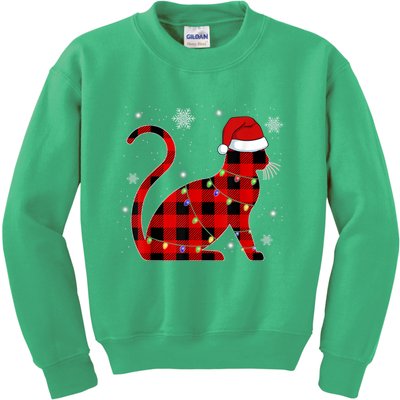 Cat Lover Plaid Holiday Festive Kids Sweatshirt
