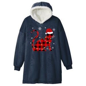 Cat Lover Plaid Holiday Festive Hooded Wearable Blanket