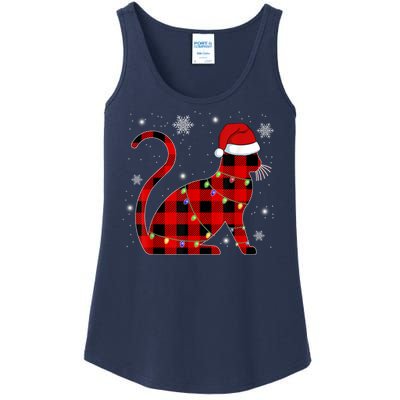 Cat Lover Plaid Holiday Festive Ladies Essential Tank