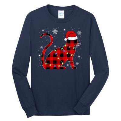 Cat Lover Plaid Holiday Festive Tall Long Sleeve T-Shirt