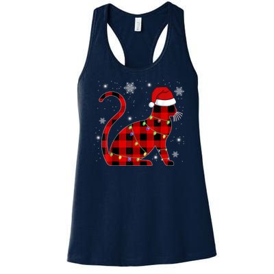 Cat Lover Plaid Holiday Festive Women's Racerback Tank