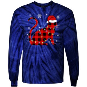 Cat Lover Plaid Holiday Festive Tie-Dye Long Sleeve Shirt