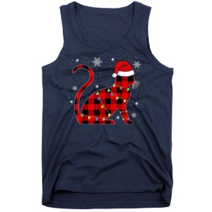 Cat Lover Plaid Holiday Festive Tank Top