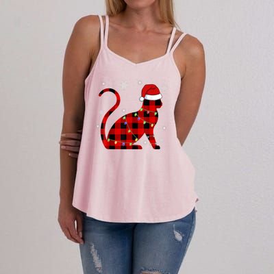 Cat Lover Plaid Holiday Festive Women's Strappy Tank