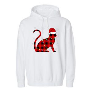 Cat Lover Plaid Holiday Festive Garment-Dyed Fleece Hoodie