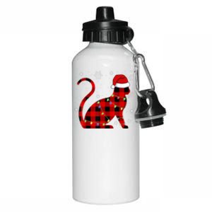 Cat Lover Plaid Holiday Festive Aluminum Water Bottle