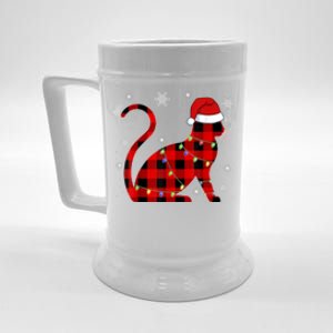 Cat Lover Plaid Holiday Festive Beer Stein