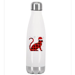 Cat Lover Plaid Holiday Festive Stainless Steel Insulated Water Bottle