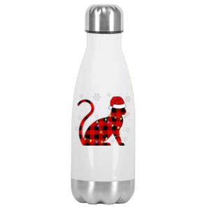 Cat Lover Plaid Holiday Festive Stainless Steel Insulated Water Bottle