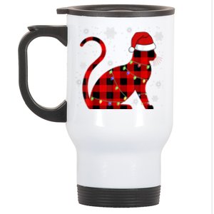 Cat Lover Plaid Holiday Festive Stainless Steel Travel Mug