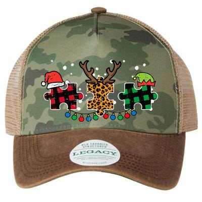 Christmas Leopard Plaid Puzzle Autism Xmas Legacy Tie Dye Trucker Hat
