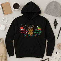 Christmas Leopard Plaid Puzzle Autism Xmas Hoodie