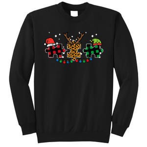 Christmas Leopard Plaid Puzzle Autism Xmas Sweatshirt