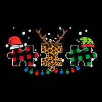 Christmas Leopard Plaid Puzzle Autism Xmas Backpack
