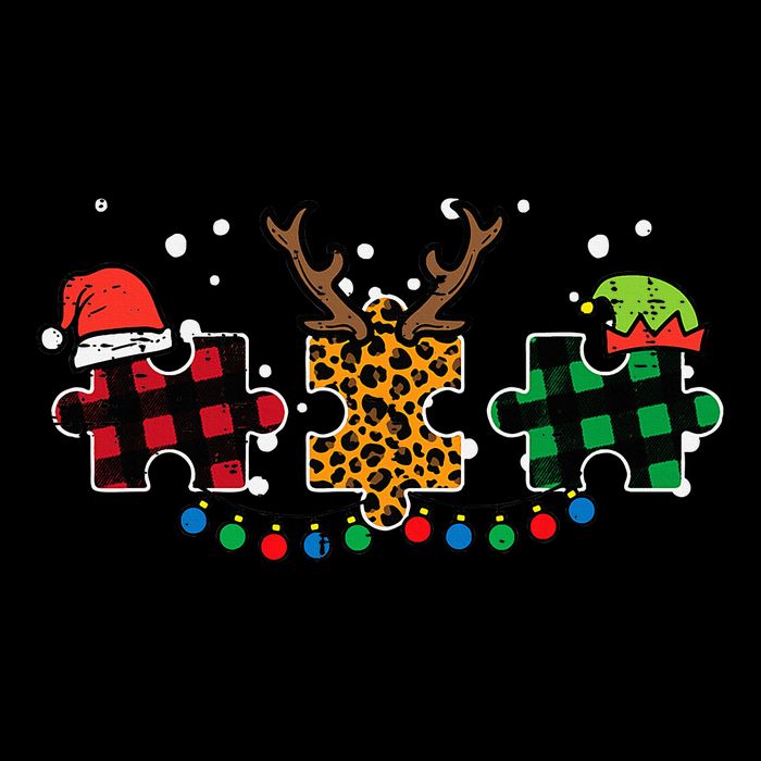 Christmas Leopard Plaid Puzzle Autism Xmas Flatbill Hat