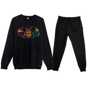 Christmas Leopard Plaid Puzzle Autism Xmas Premium Crewneck Sweatsuit Set