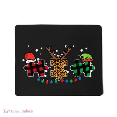 Christmas Leopard Plaid Puzzle Autism Xmas Mousepad