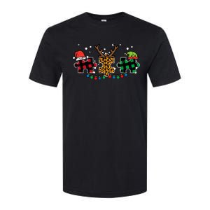 Christmas Leopard Plaid Puzzle Autism Xmas Softstyle CVC T-Shirt