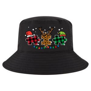 Christmas Leopard Plaid Puzzle Autism Xmas Cool Comfort Performance Bucket Hat